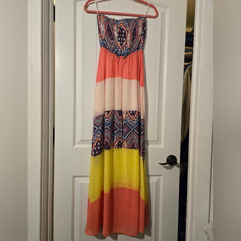 Filly Flair Colorful Strapless Maxi Dress